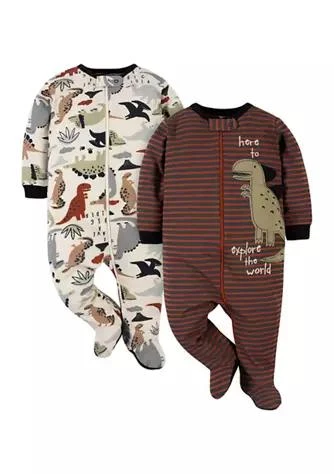 商品Gerber|Baby Boys 2 Pack Dinosaur Footies,价格¥84,第1张图片