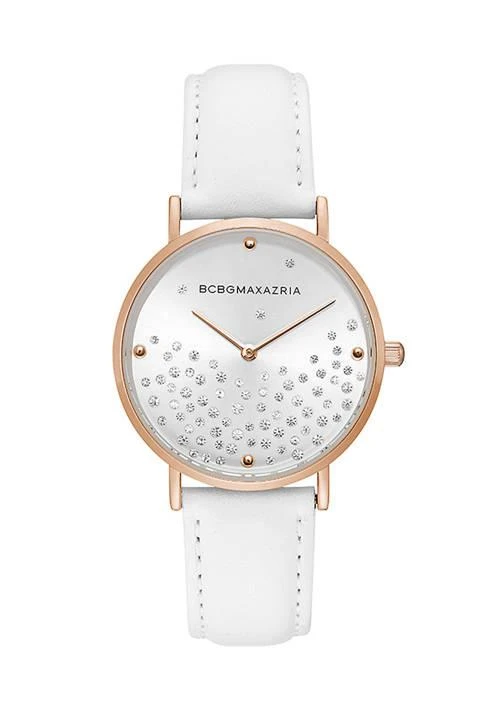 商品BCBG|Womens White Leather Strap Watch,价格¥713,第1张图片