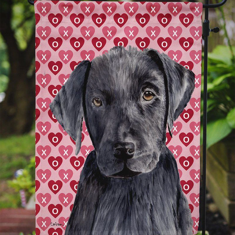 商品Caroline's Treasures|Labrador Black Hearts Love Valentine's Day Garden Flag 2-Sided 2-Ply,价格¥137,第2张图片详细描述