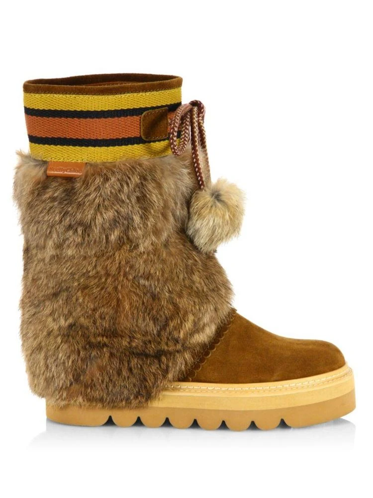 商品See by Chloé|Oxana Rabbit Fur & Suede Boots,价格¥1485,第5张图片详细描述