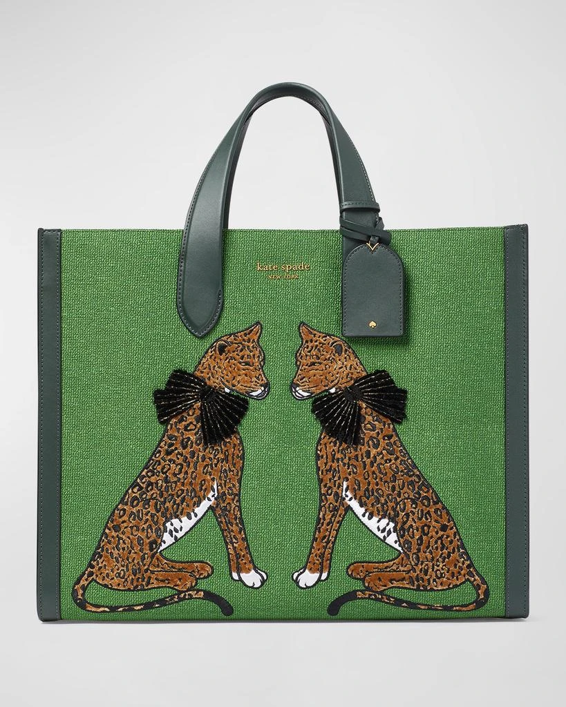 商品Kate Spade|lucy lady leopard large east-west tote bag,价格¥1885,第1张图片