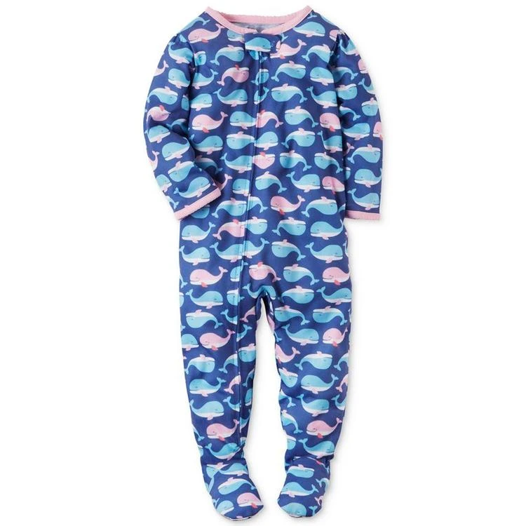 商品Carter's|女婴1-Pc. Whale-Print Footed Pajamas, Baby Girls (0-24 months),价格¥58,第2张图片详细描述