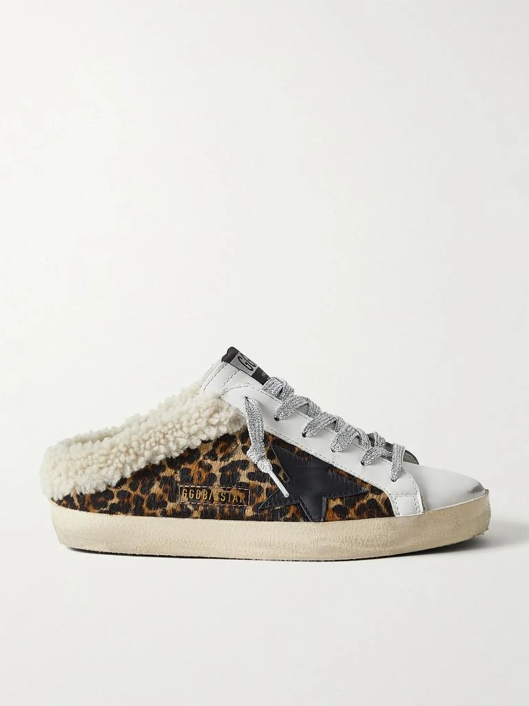 商品Golden Goose|Superstar Sabot 羊毛皮衬里仿旧豹纹小牛毛皮革便鞋  - IT35,价格¥6134,第1张图片