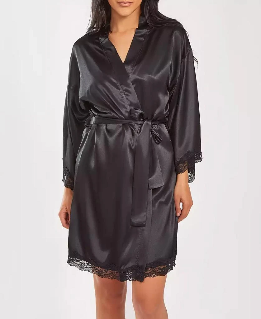 商品iCollection|Women's Silky Laced Trim Short Robe,价格¥432,第1张图片
