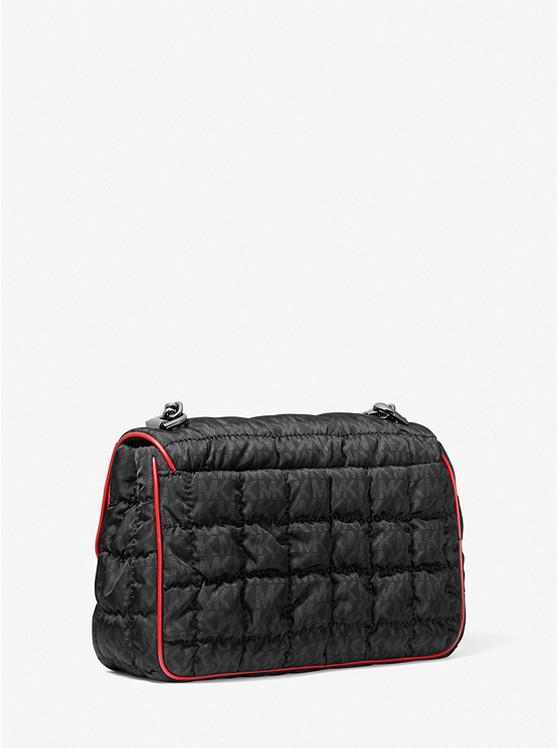 Soho Large Quilted Signature Logo Nylon Shoulder Bag商品第3张图片规格展示