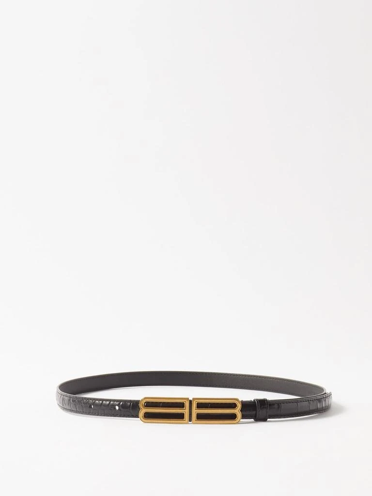 商品Balenciaga|Stretch BB crocodile-effect leather belt,价格¥3203,第2张图片详细描述