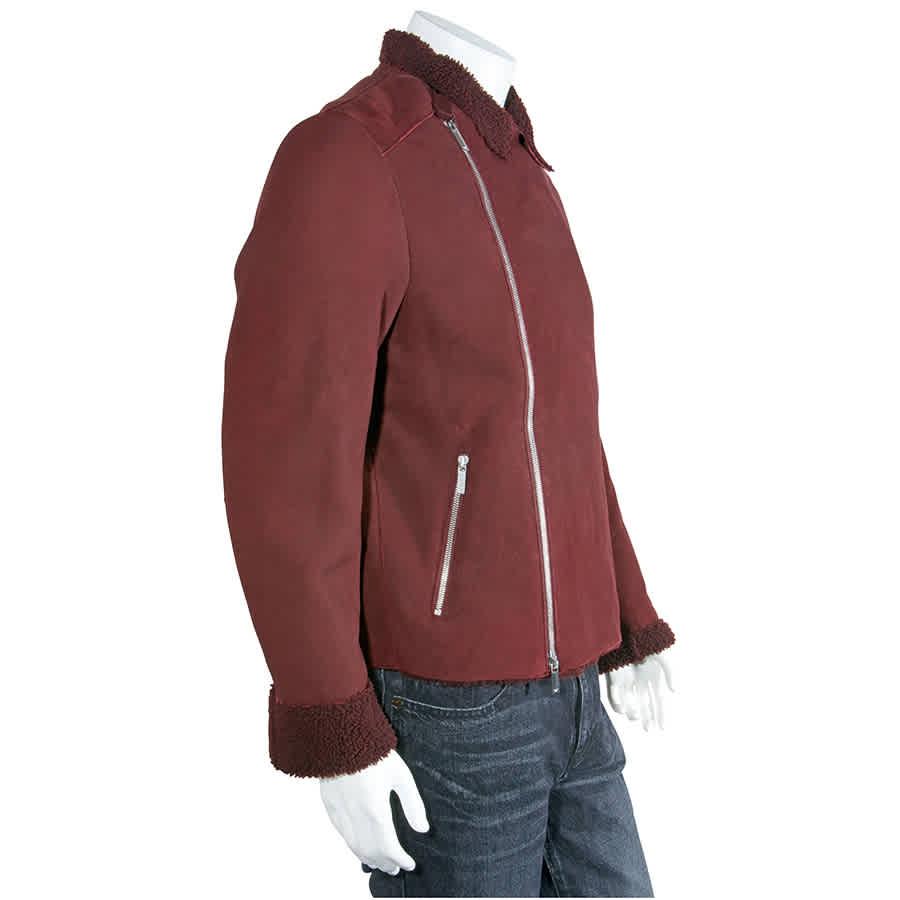 Emporio Armani Mens Leather Burgundy Shearling Biker, Brand Size 50商品第2张图片规格展示