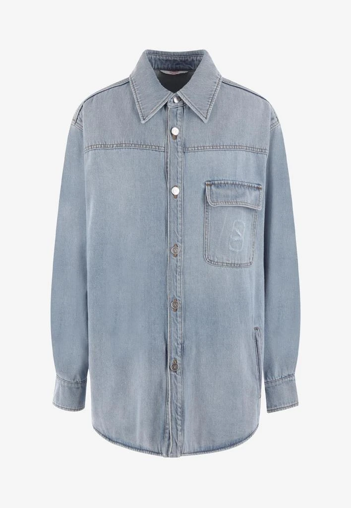 商品Valentino|VLogo Embossed Denim Shirt,价格¥14844,第1张图片