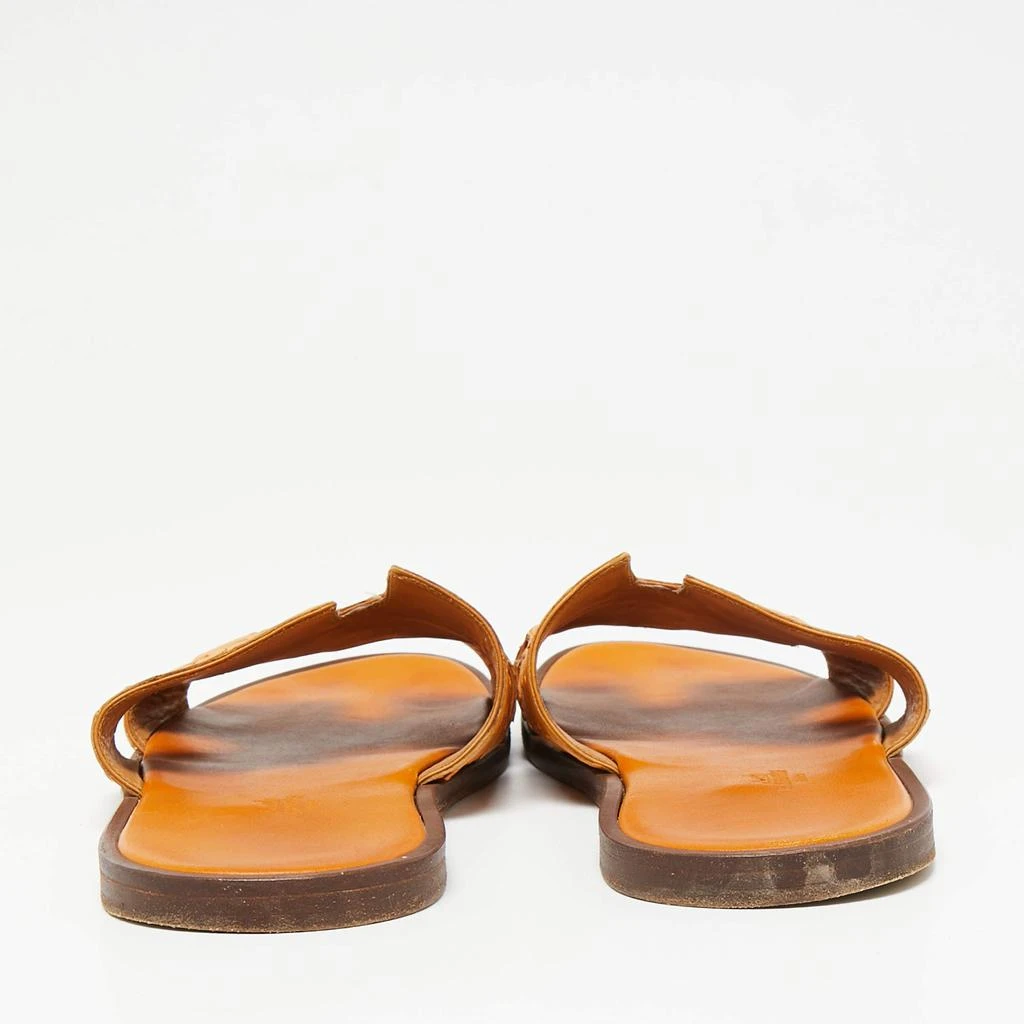 商品[二手商品] Hermes|Hermes Light Orange Ostrich Leather Izmir Flat Slides Size 44.5,价格¥4192,第5张图片详细描述