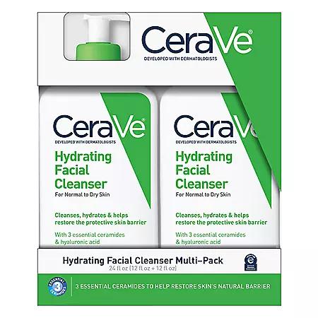 CeraVe Hydrating Facial Cleanser, Normal to Dry Skin (12 fl.  oz., 2 pk.)商品第2张图片规格展示