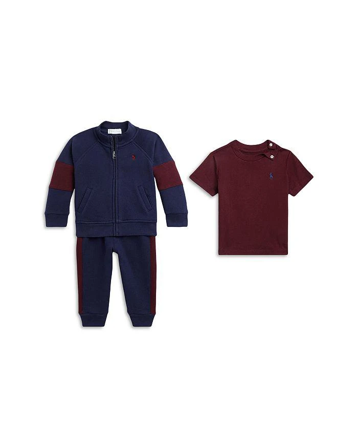 商品Ralph Lauren|Boys' Tee, Fleece Jacket & Jogger Pants Set - Baby,价格¥506,第1张图片详细描述
