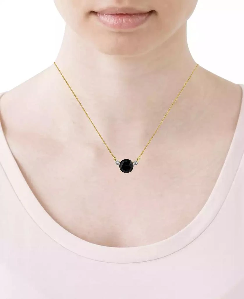 商品Macy's|Onyx & Diamond Accent 16" Pendant Necklace in 14k Gold,价格¥3058,第2张图片详细描述