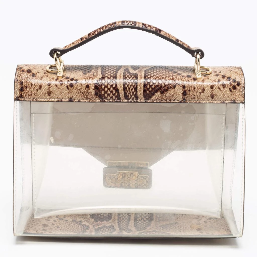 商品[二手商品] Michael Kors|Michael Kors Beige/Brown Python Embossed Leather And PVC Sloan Top Handle Bag,价格¥962,第4张图片详细描述