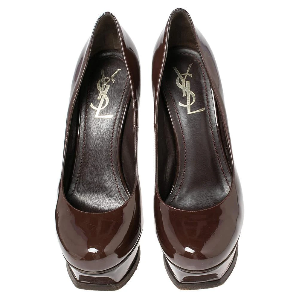 商品[二手商品] Yves Saint Laurent|Saint Laurent Dark Brown Patent Leather Tribtoo Platform Pumps Size 38,价格¥907,第3张图片详细描述