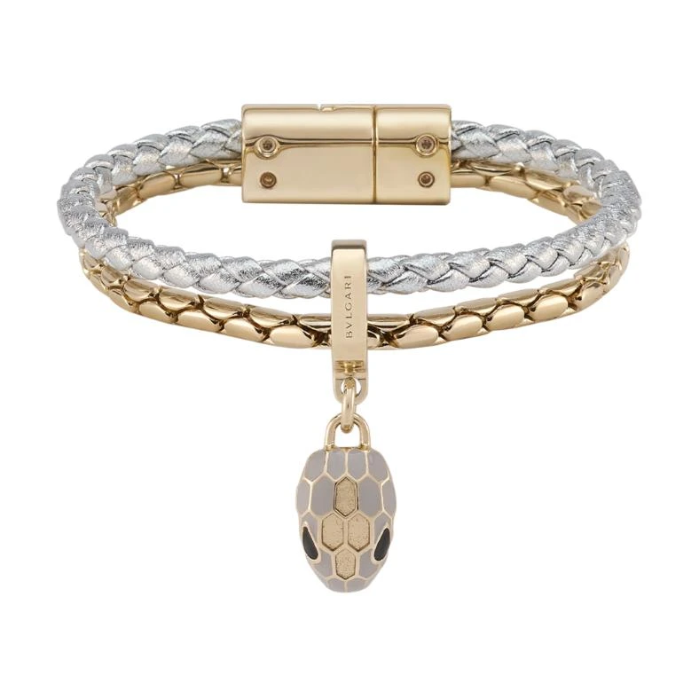 商品[国内直发] BVLGARI|宝格丽 品牌Logo 皮革 手链 女款 银色,价格¥8818,第1张图片
