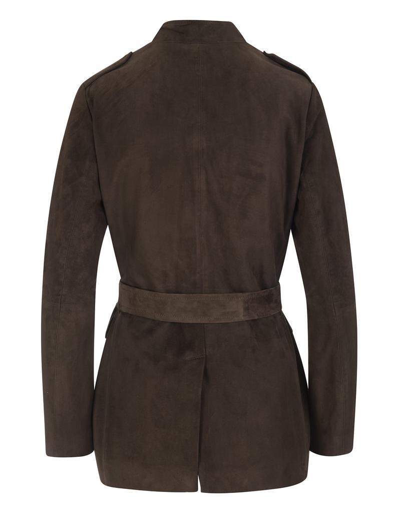 商品Max Mara|'S Max Mara Sir Jacket In Dark Grey Suede Leather,价格¥4799,第4张图片详细描述