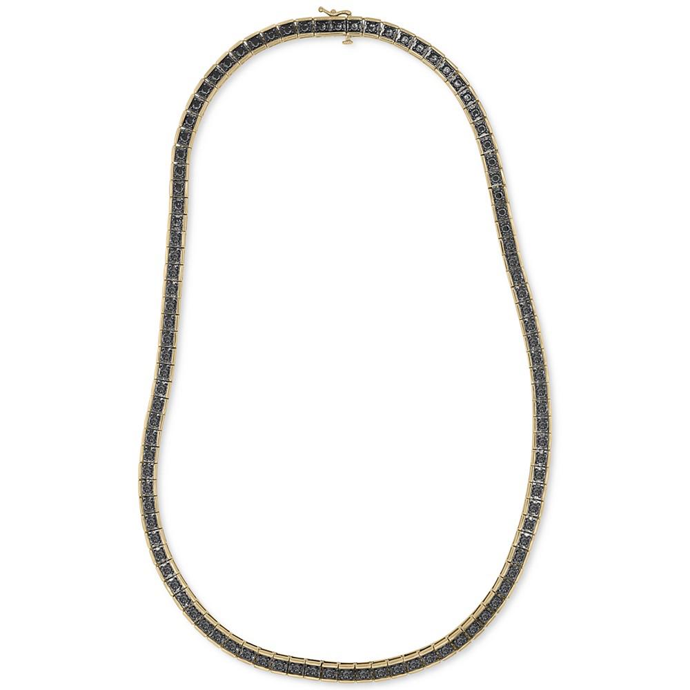 Men's Black Diamond Square Link 24" Chain Necklace (6 ct. t.w.) in 14k Gold-Plated Sterling Silver商品第3张图片规格展示