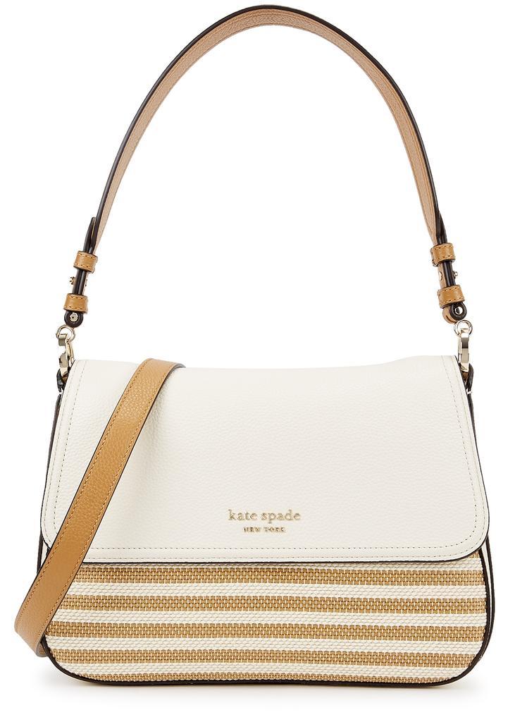 商品Kate Spade|Hudson ivory striped leather shoulder bag,价格¥2638,第1张图片