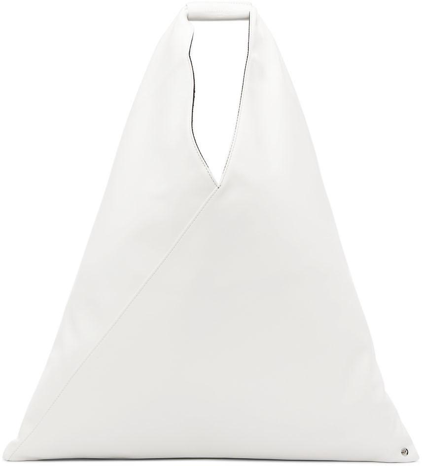 White Faux-Leather Triangle Tote商品第1张图片规格展示