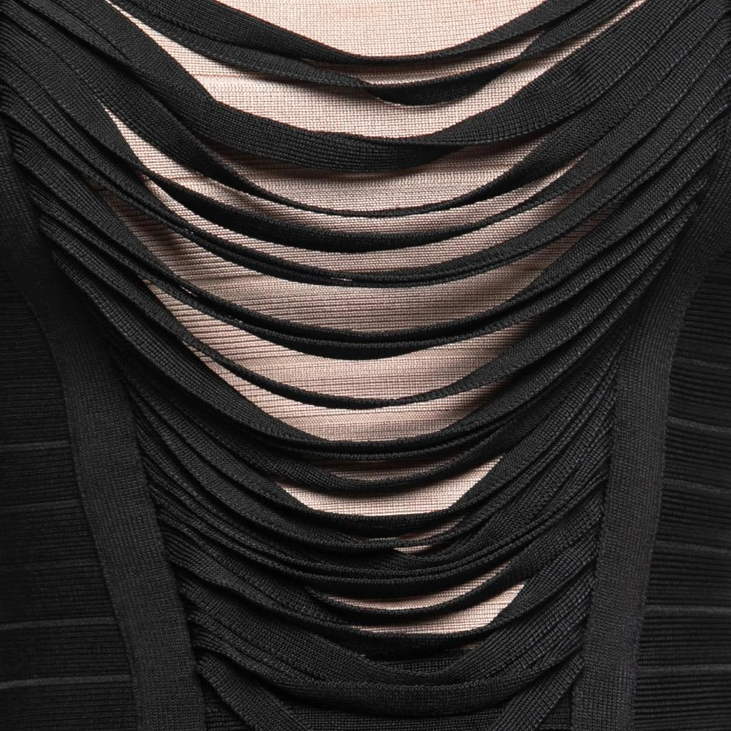 商品[二手商品] Herve Leger|Herve Leger Black Knit Fringed Bodice Lora Bandage Mermaid Gown XS,价格¥2974,第3张图片详细描述