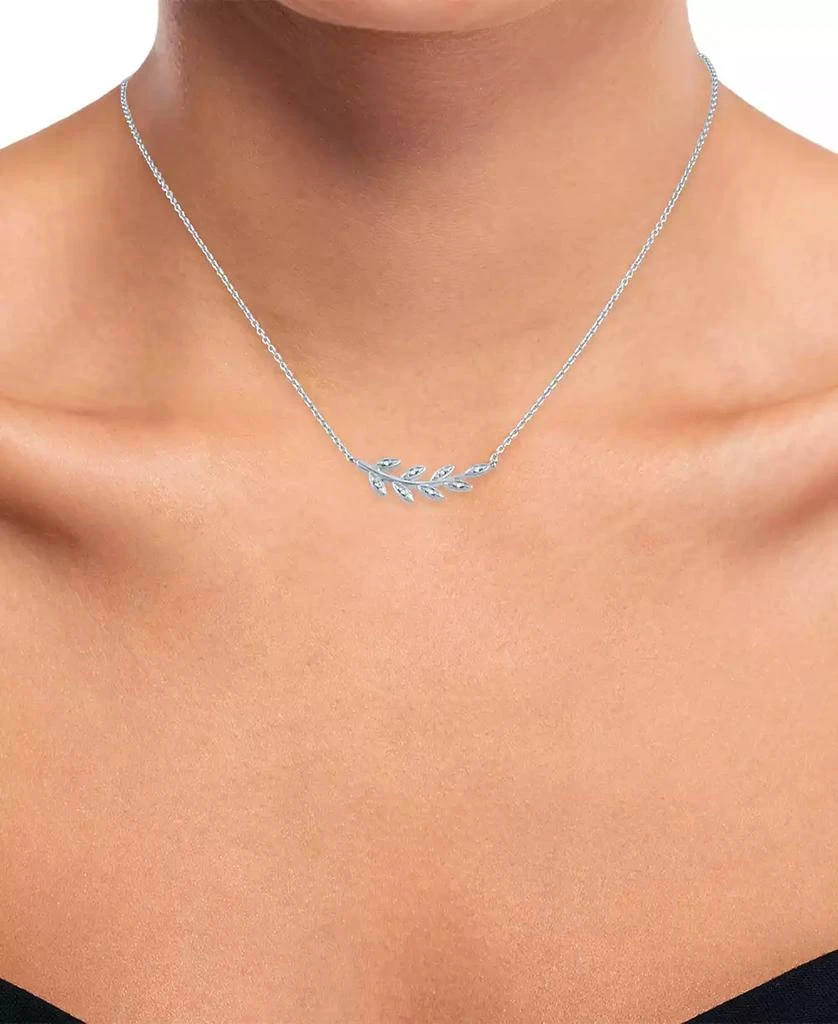 商品Macy's|Diamond Accent Olive Branch Pendant Necklace in Sterling Silver, 16" + 2" extender,价格¥735,第2张图片详细描述