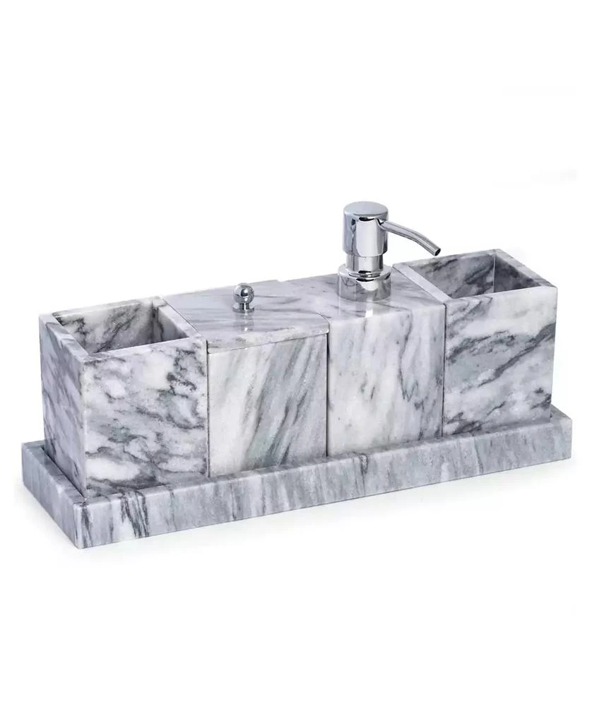 商品Bey-Berk|Vanity 5 Piece Marble Cloud Set with 2 Tumblers, 1 Canister with Lid, 1 Dispenser and 1 Tray,价格¥833,第2张图片详细描述