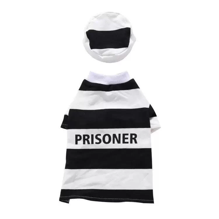 商品Pet Life|Striped Retro Inmate Prisoner Pet Dog Costume Uniform,价格¥214,第5张图片详细描述