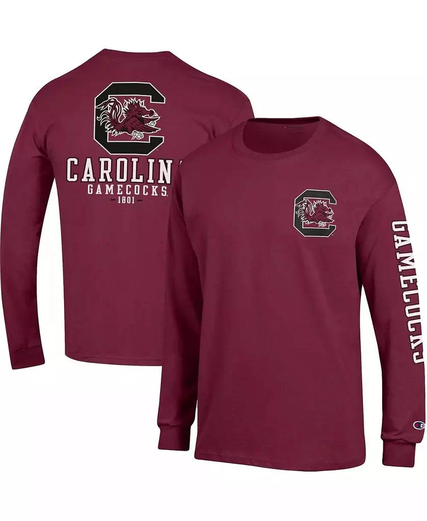 商品CHAMPION|Men's Garnet South Carolina Gamecocks Team Stack 3-Hit Long Sleeve T-shirt,价格¥240,第1张图片