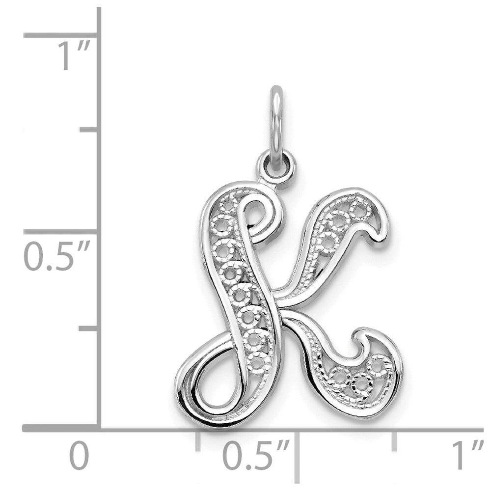 商品Diamond2Deal|10K White Gold Filigree Initial K Pendant,价格¥1341,第3张图片详细描述