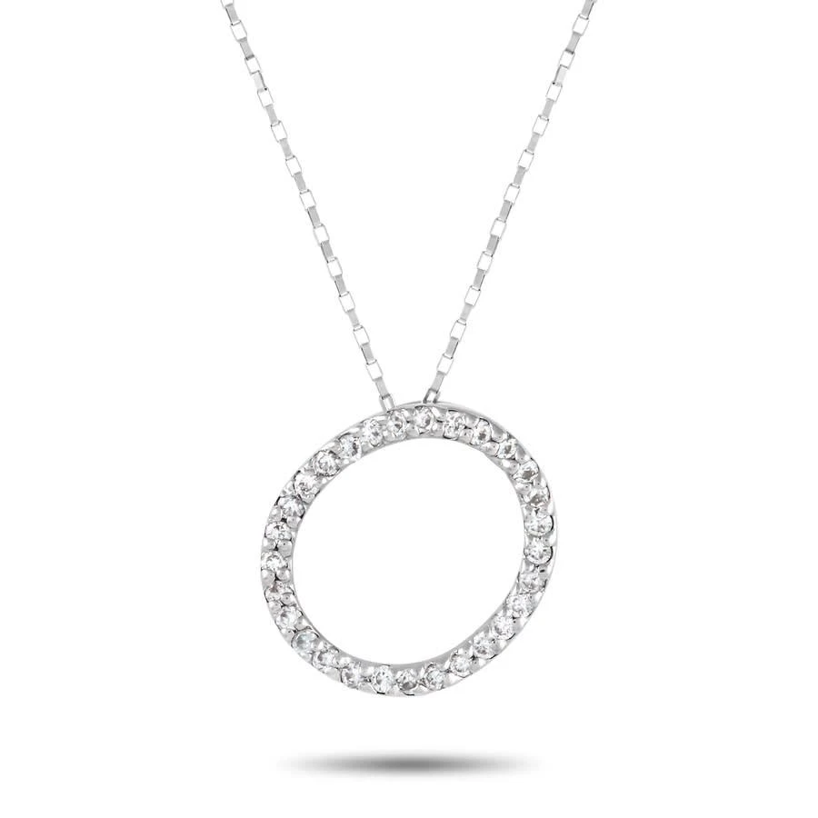 商品LB Exclusive|14K White Gold 0.17 ct Diamond  x201C O x201D  Initial Necklace,价格¥1968,第1张图片