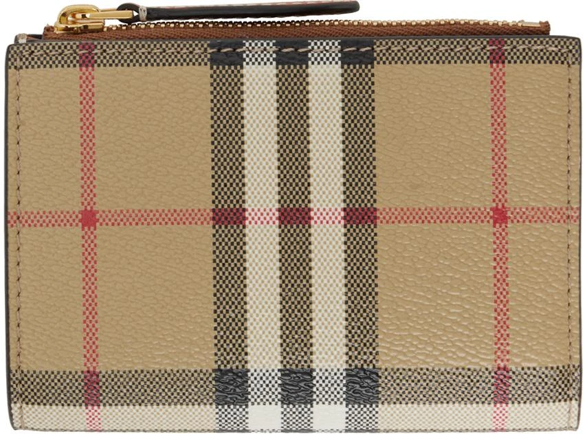 商品Burberry|Beige Check Small Bifold Wallet,价格¥4405,第1张图片