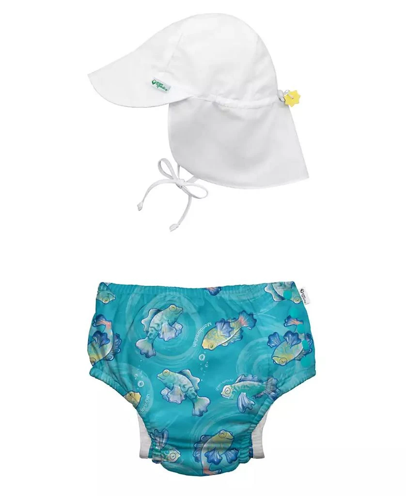 商品green sprouts|Baby Boys or Baby Girls Snap Swim Diaper and Flap Hat UPF 50, 2 Piece Set,价格¥270,第1张图片详细描述