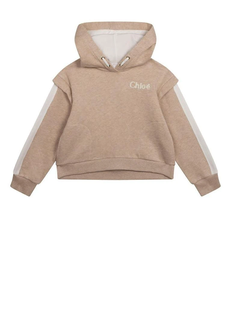 商品Chloé|Chloé Kids Beige Hoodie With Logo And Contrast Stripes,价格¥1244,第1张图片