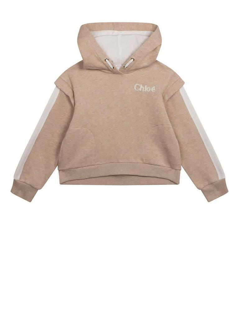 商品Chloé|Chloé Kids Beige Hoodie With Logo And Contrast Stripes,价格¥1124,第1张图片
