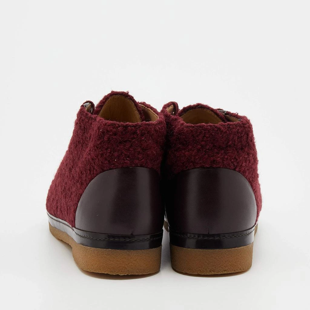 商品[二手商品] Chanel|Chanel Burgundy Tweed And Leather CC Cap Toe Ankle Boots Size 37.5,价格¥4949,第5张图片详细描述