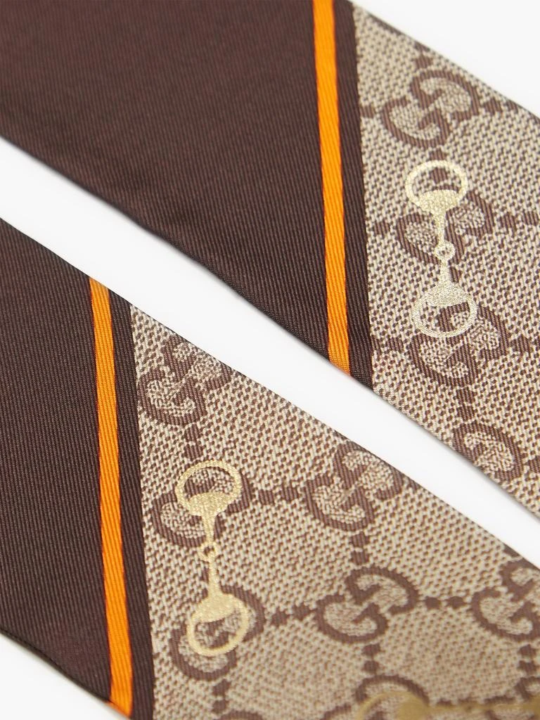 商品Gucci|Horsebit and GG-print silk-faille scarf,价格¥1841,第2张图片详细描述