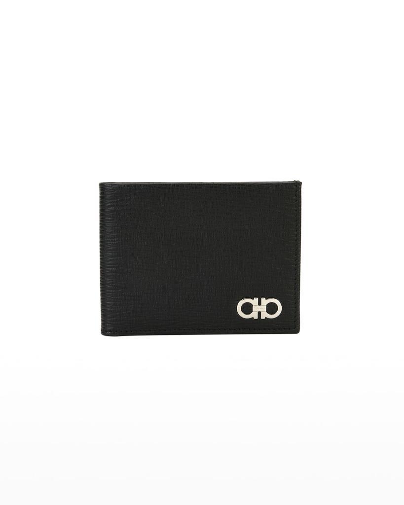 商品Salvatore Ferragamo|Men's Revival Gancini Bi-Fold Leather Wallet, Black/Red,价格¥3330,第7张图片详细描述