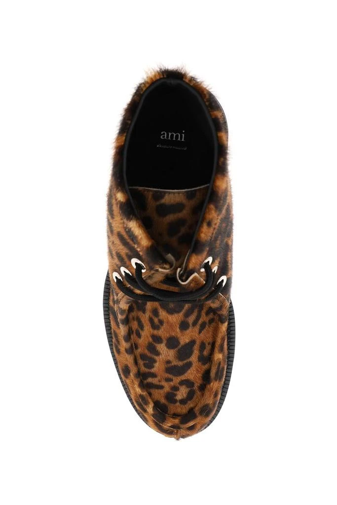 商品AMI|Ami paris leopard calfhair lace-up ankle boots,价格¥3105,第2张图片详细描述