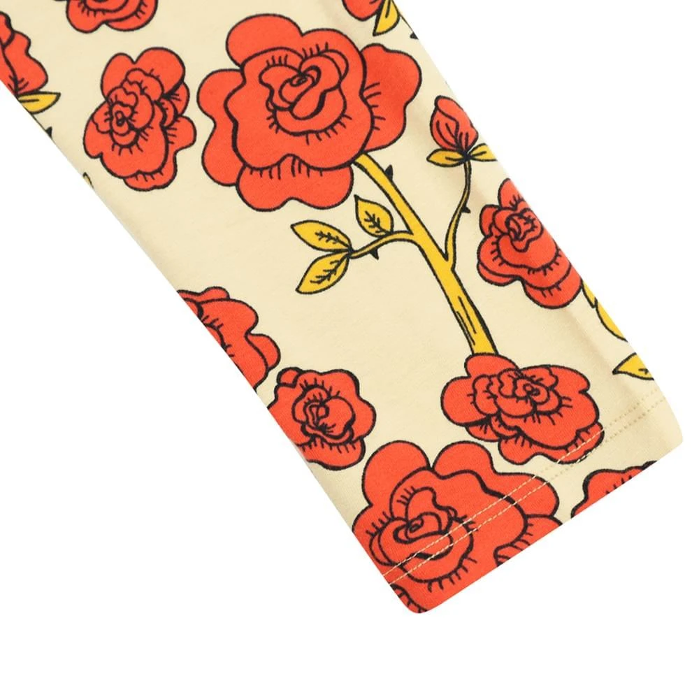 商品Mini Rodini|Beige Roses Leggings,价格¥87,第2张图片详细描述