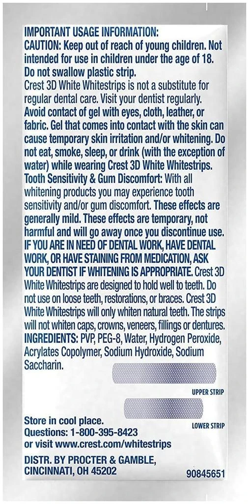 商品Crest|Crest 3D No Slip Whitestrips Professional Effects Teeth Whitening Kit 20 ea,价格¥396,第3张图片详细描述