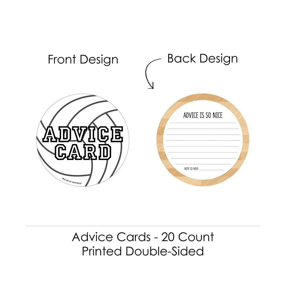 商品Big Dot of Happiness|Bump, Set, Spike - Volleyball Party Activities - Shaped Advice Cards Game 20 Ct,价格¥119,第2张图片详细描述