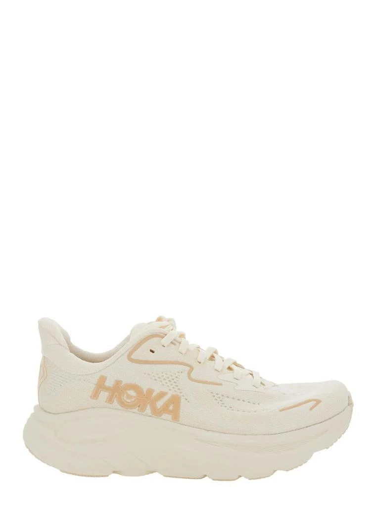 商品Hoka One One|'Clifton 10' White Low Top Sneakers With Oversize Sole And Logo Lettering On The Side In Tehc Fabric Unisex,价格¥1339,第1张图片