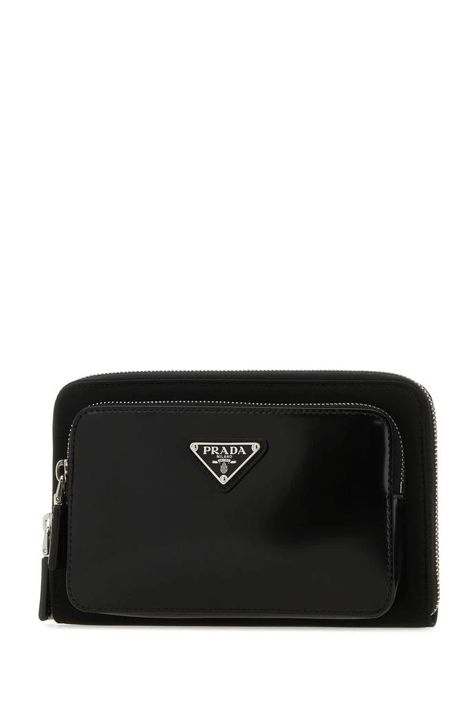 商品Prada|Black leather and Re-Nylon belt bag,价格¥13622,第1张图片