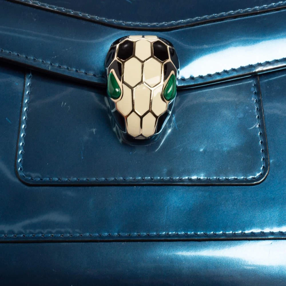 商品[二手商品] BVLGARI|Bvlgari Metallic Blue Patent Leather Serpenti Forever Shoulder Bag,价格¥8058,第5张图片详细描述