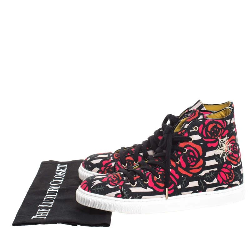 Charlotte Olympia Multicolor Rose Print Canvas High Top Sneakers Size 38.5 商品