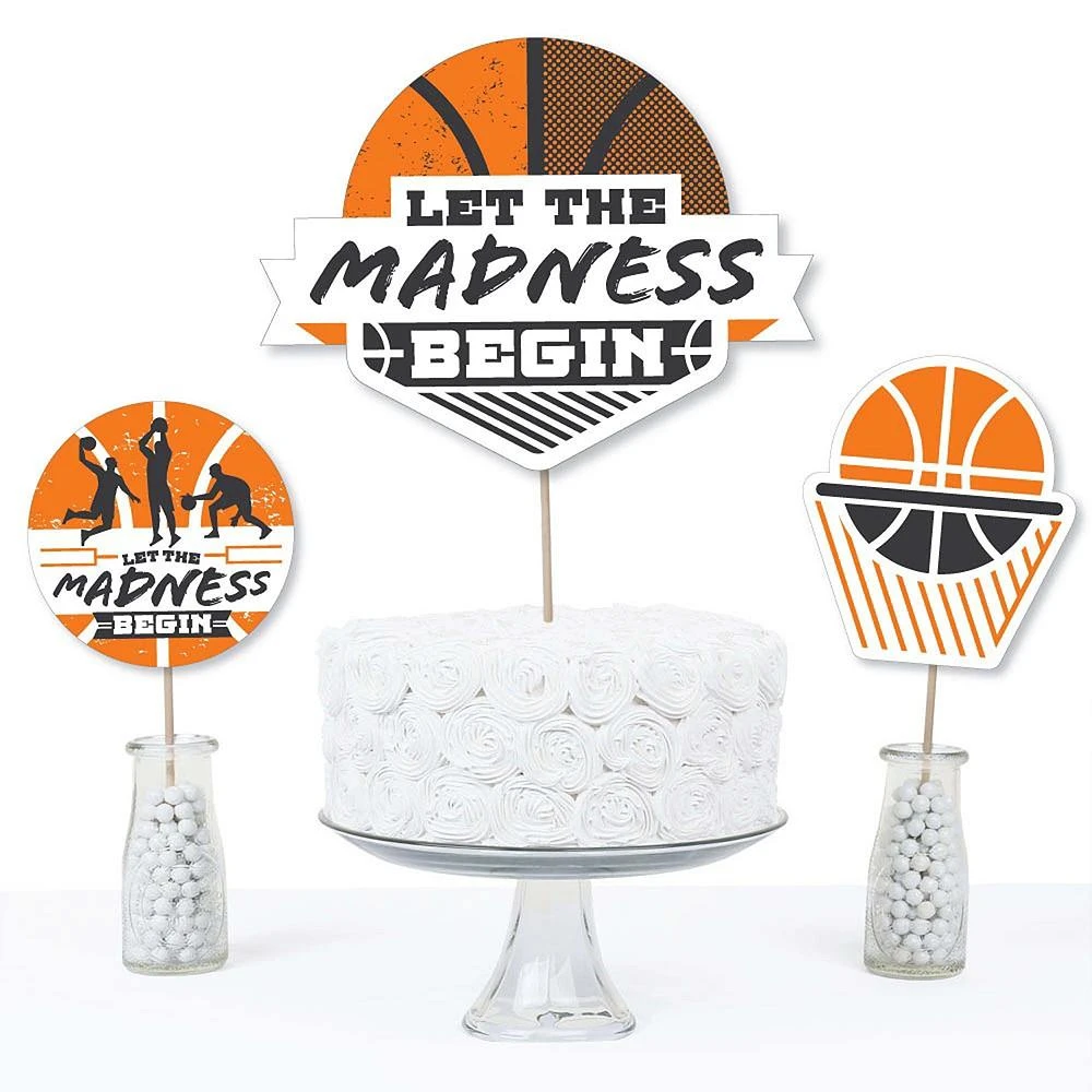 商品Big Dot of Happiness|Basketball - Let The Madness Begin - Centerpiece Sticks -Table Toppers-Set of 15,价格¥131,第3张图片详细描述