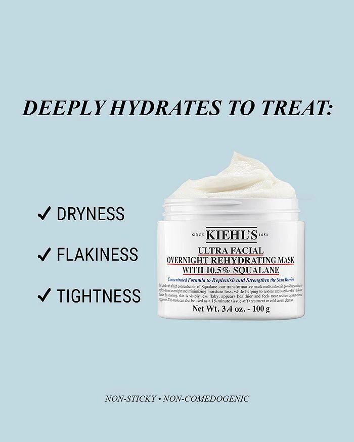 商品Kiehl's|Ultra Facial Overnight Rehydrating Mask 3.4 oz.,价格¥333,第3张图片详细描述