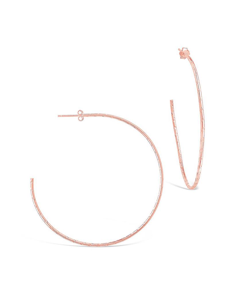 Sterling Silver Textured Hoops-Rose Gold商品第1张图片规格展示