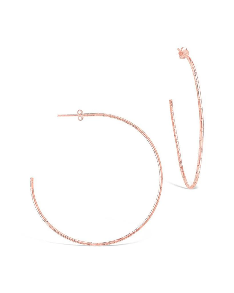 商品Sterling Forever|Sterling Silver Textured Hoops-Rose Gold,价格¥140,第1张图片