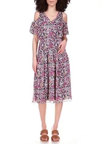 商品Michael Kors|Women's Cami Mini Floral Tie Front Satin Midi Dress,价格¥390,第1张图片